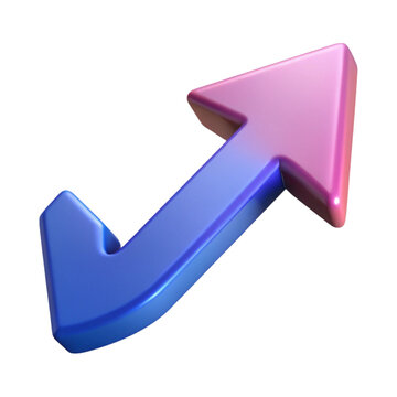 3d rendered upward arrow with gradient coloring against a solid black background for visual representation