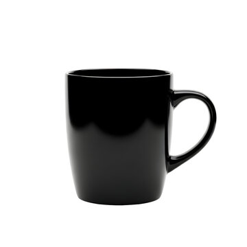 Minimalist black coffee mug on black backdrop