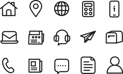 Poster - Collection of common business and communication icons isolated on transparent background