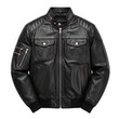 © Ayesha - Black leather bomber jacket fashion apparel isolated on transparent background