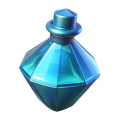 Aufkleber - A stylized fantasy blue potion bottle with geometric shapes and a black background.