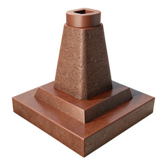 Aufkleber - Abstract 3d rendered sculpture in earthy brown tones with geometric forms on black background
