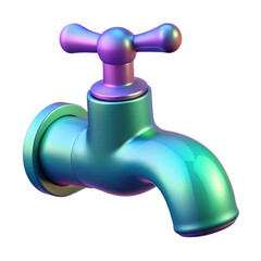 Aufkleber - Artistic 3d render of a vibrant and iridescent faucet with a black background