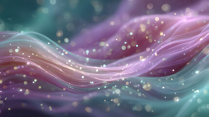 Poster - Abstract Wave Art Pink Teal Bokeh Background