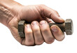 © EcoNature Studio - Hand holding a large bolt with threads isolated on transparent background