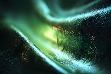 Poster - Abstract texture background of a glowing shiny light on a green metallic foil wall