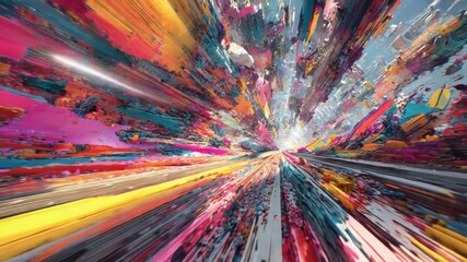 Poster - Abstract Colorful Tunnel of Speed and Light