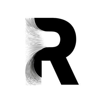 Vector art of the letter r is a modern abstract design in black