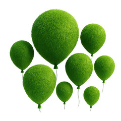 Aufkleber - Bunch of green balloons with grassy stems. isolated-3d-on-transparent-background