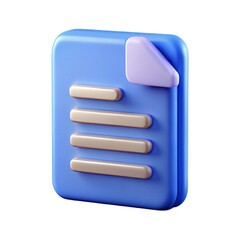Aufkleber - Stylized 3d blue document icon with text lines and a folded corner isolated on white background