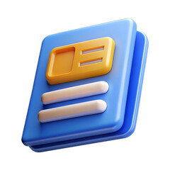 Poster - Stylized 3d icon representing an identity card or badge with a blue background and yellow and white accents isolated on white background