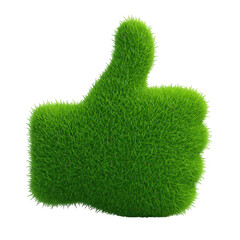 Aufkleber - Green thumb up sign made of grass. isolated-3d-on-transparent-background