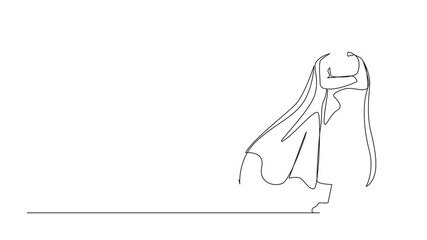 Poster - Animated self drawing of one line drawing determined Arabian businessman or office worker super hero in cloak. The concept of leadership and strength in business. Full length single line animation