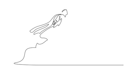 Poster - Animated self drawing of continuous one line drawing super Arabian businessman raised fist and flying in the air. Concept superhero of business, financial, growth. Full length single line animation