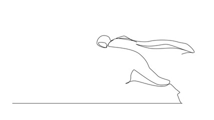 Poster - Self drawing animation of single one line drawing super Arab businesswoman running fast. Business superhero rushing on duty, business concept goal, achievement, success. Full length animated