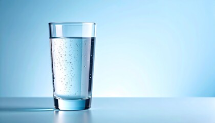 Wall Mural - Cool, clear hydration, a glass of water on table, refreshing still life crystalclear