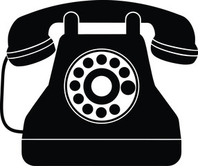 Poster - A classic black rotary telephone depicted as a clean modern silhouette evoking vintage communication technology
