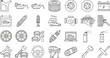 © Nasim - Vector art of a collection of outlined icons representing car service, repair, and automotive maintenance elements