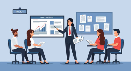 Poster - Business Training Meeting with Policy Presentation For Diverse Professionals