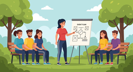 Poster - Business Presentation in the Park: Strategy Session for Planning Group of People
