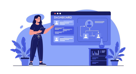 Aufkleber - Analyzing Data And Business Metrics With Digital Dashboard Illustration