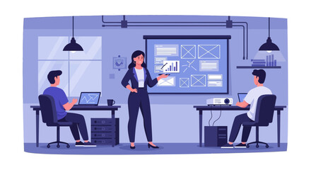 Poster - Presentation Of Business Data For The Team In Office Meeting Illustration