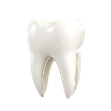 Shiny molar on a black backdrop is rendered in three dimensions for dental health awareness and educational materials, transparent background