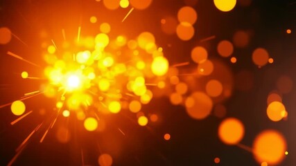 Poster - An abstract background of glowing orange bokeh lights and sparkling light effects
