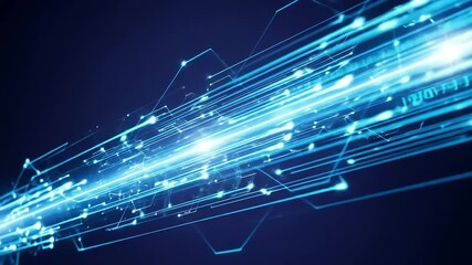Abstract Digital Data Stream with Glowing Lines and Futuristic Technology.