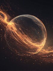 Poster - Abstract sphere with swirling orange energy