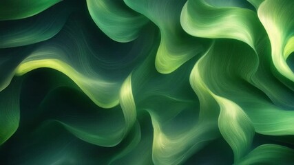 Poster - Green abstract leaf texture with smooth flowing curves and soft light creating calming natural background and nature flow