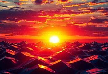 Poster - Abstract metallic sunset, global trade war economics concept,  wealth,  economy