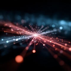Poster - Abstract Convergence: A Burst of Light and Energy, Radiating From a Central Point into the Darkness
