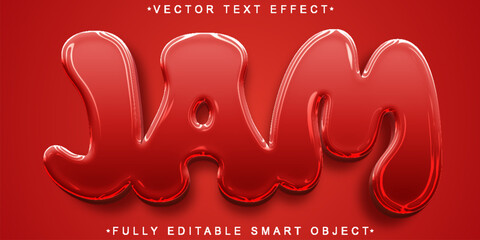 Poster -  Sweet Sticky Strawberry Jam Fruit Spread Flavor Style Design Vector Fully Editable Smart Object Text Effect