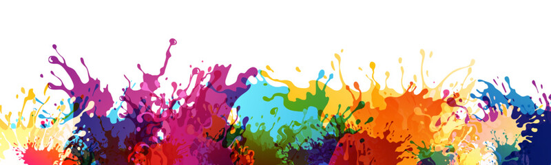Canvas Print - rainbow paint splash horizontal divider. flowing ink decoration. colorful liquid in motion. vector i
