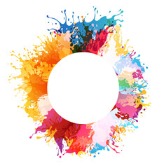 Canvas Print - rainbow paint splash. circle frame. flowing ink decoration. colorful liquid in motion. vector isolat