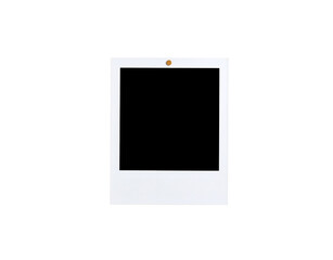 Leinwandbilder - Vertical blank polaroid frame with a textured white border and a small golden tack.