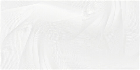 Fototapete - Showcases an abstract design with intricate, wave-like patterns in shades of white and light gray, flowing ribbon-like structures create a sense of depth and movement, modern and dynamic appearance.