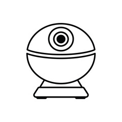 Fototapete - Webcam Icon in Black and White Outline Style for Digital Communication