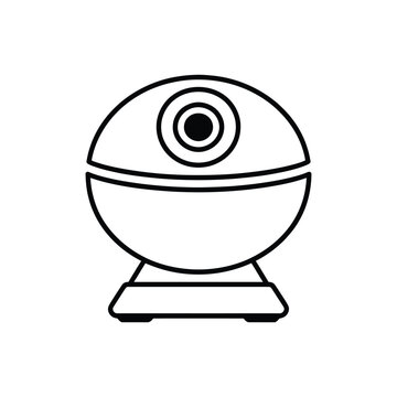 Webcam Icon in Black and White Outline Style for Digital Communication