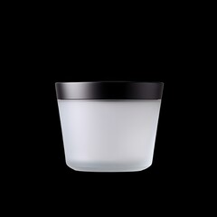 Poster - Elegant frosted glass jar with black lid perfect for cosmetics or candle storage on a dark background