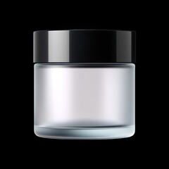 Poster - Elegant Glass Jar with Sleek Black Lid for Skincare or Beauty Products Display on Dark Background