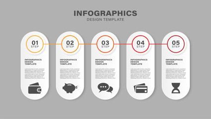 Poster - Modern infographic design with business icons and 5 steps. Five options or processes infographic layout