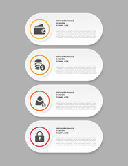 Poster - Minimalistic vertical infographic template with business icons and text. Four steps vector infographic layout