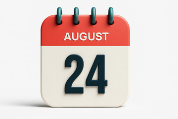 Poster - August 24th Calendar Page Displaying a Specific Date Reminder for Schedules and Events in a 3D Rendered Illustration