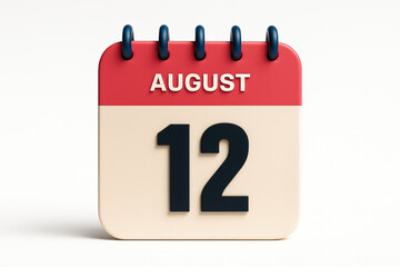 Poster - August Twelfth Calendar Page Illustrating Schedule Date Reminder Appointment and Important Day in Red and White Colors
