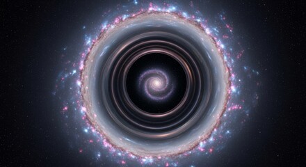Wall Mural - cosmic gateway: a wormhole's embrace - a swirling galaxy resides within a stable wormhole, symbolizi