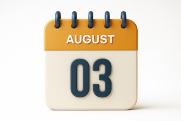 Poster - Calendar Icon Illustrating August 3rd Date Reminder Appointment Schedule Planning Event Day Month Organizer Notification