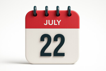 Poster - Calendar Icon July 22nd Date Reminder Appointment Schedule Planning Day Event Organizer Office Business Deadline