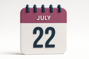 Poster - Calendar Icon Representing July 22nd with a Clean and Modern Design for Schedules and Reminders in Business Planning
